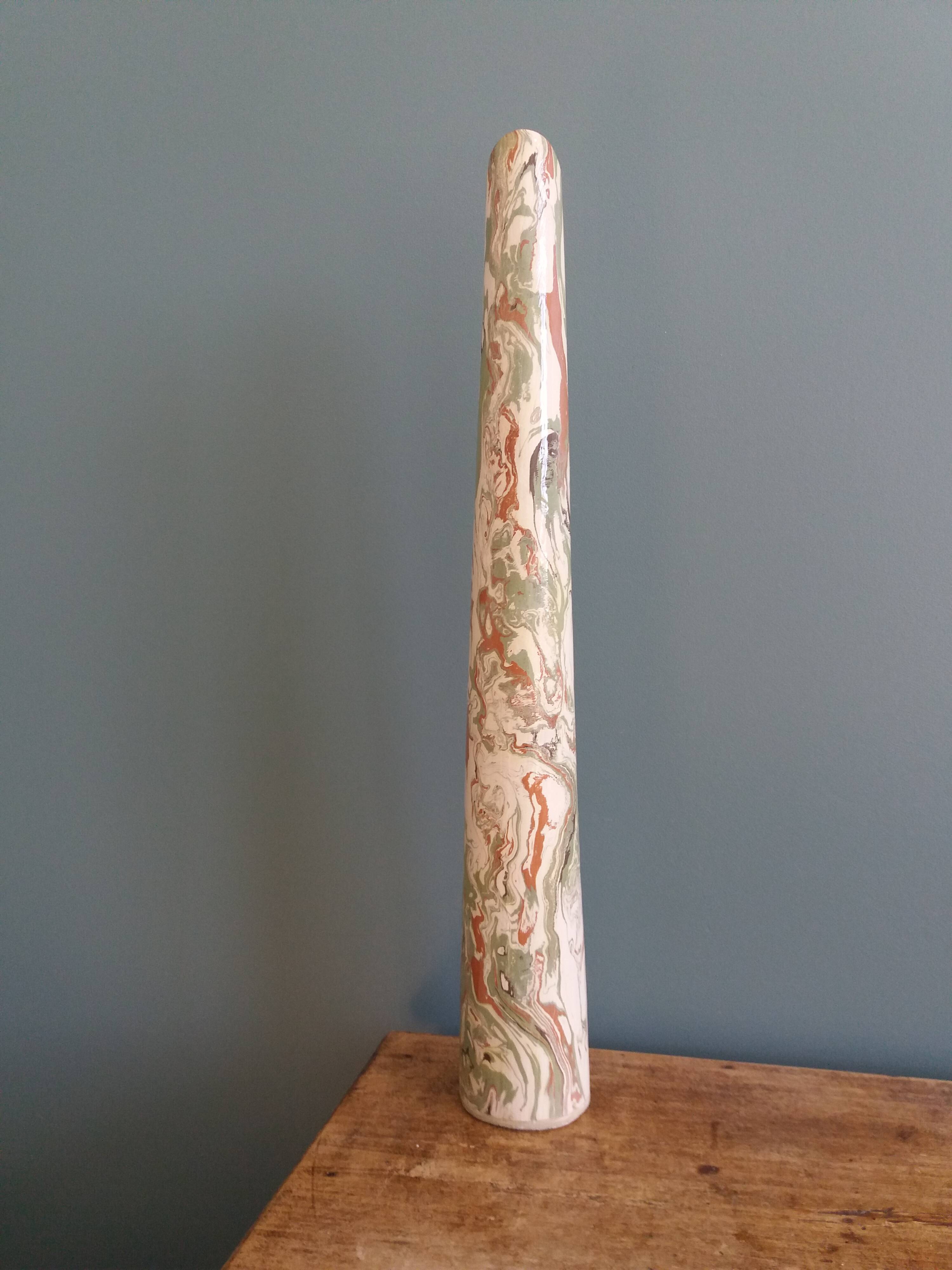 Large format marbled vase in mixed earth, Pichon style, Uzès