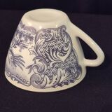 Set of six cups and saucers in opaline, vintage, RIVANEL