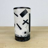 Scroll vase geometric decor, raku