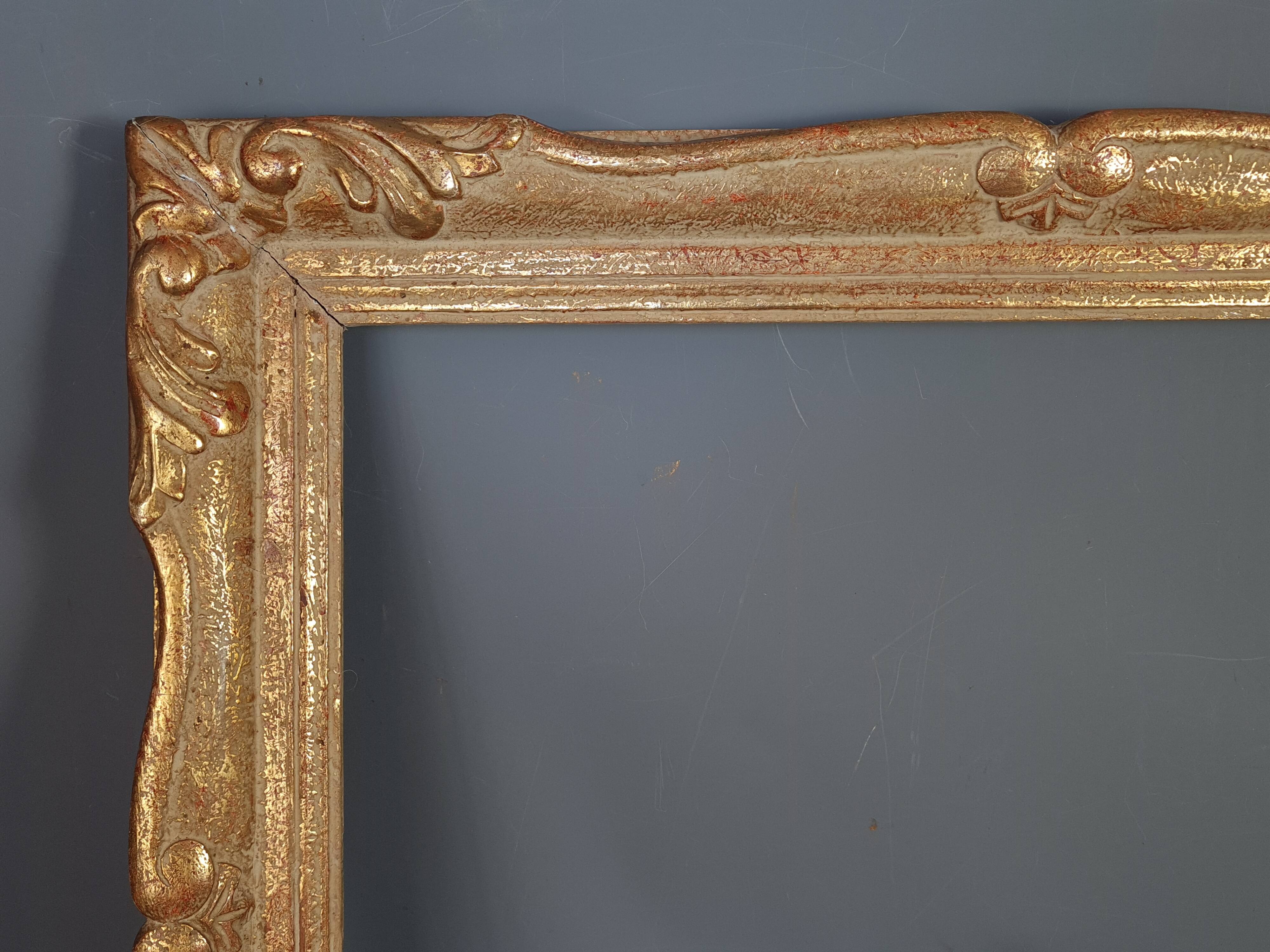 Old frame louis XV style gilded stucco wood 62.5x55 foliage 50.9x43.5 cm SB
