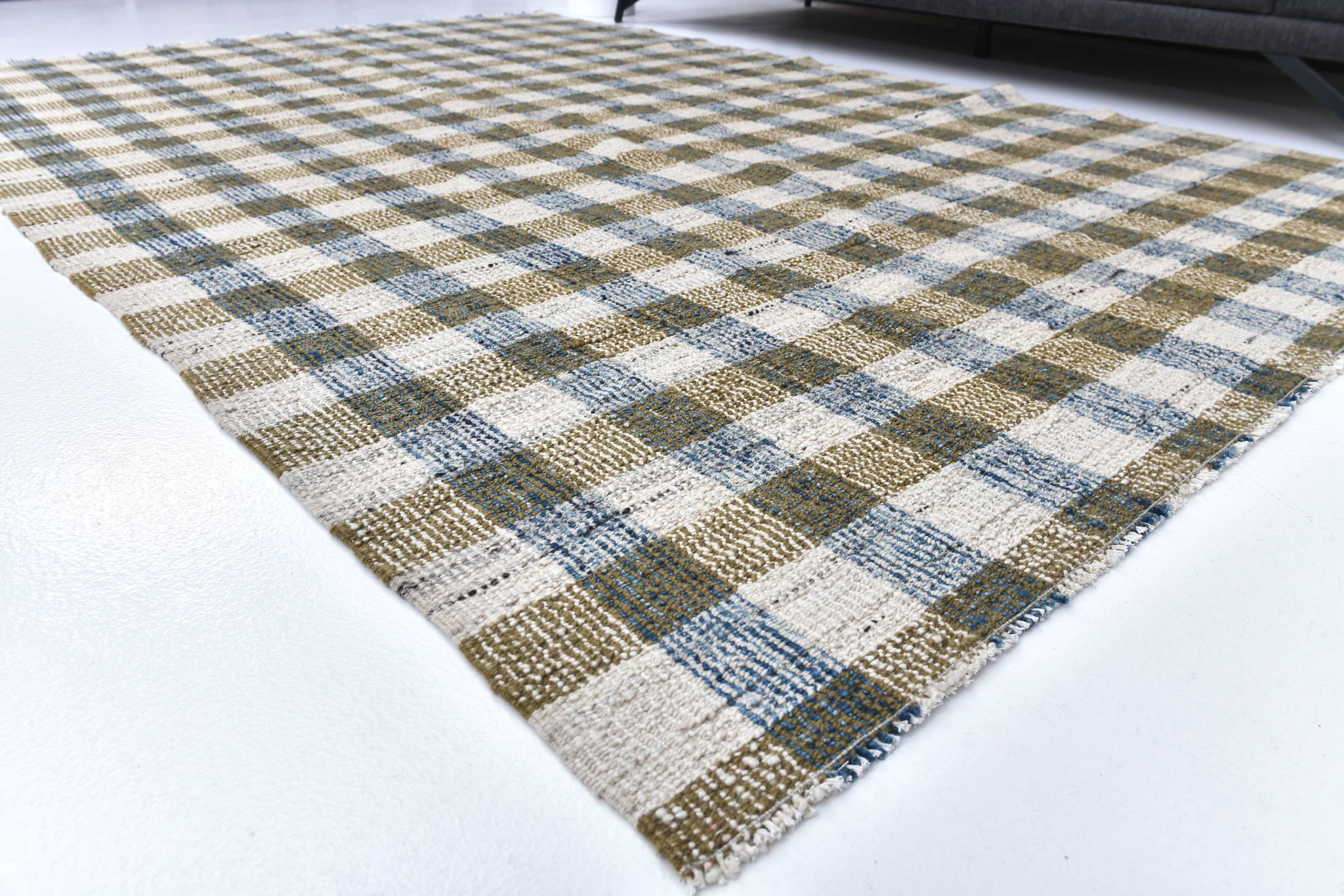 290x190 cm indigo blue mustard kilim carpet, wool made kilim rug.