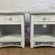 Pair of white wicker bedside tables from the 70s