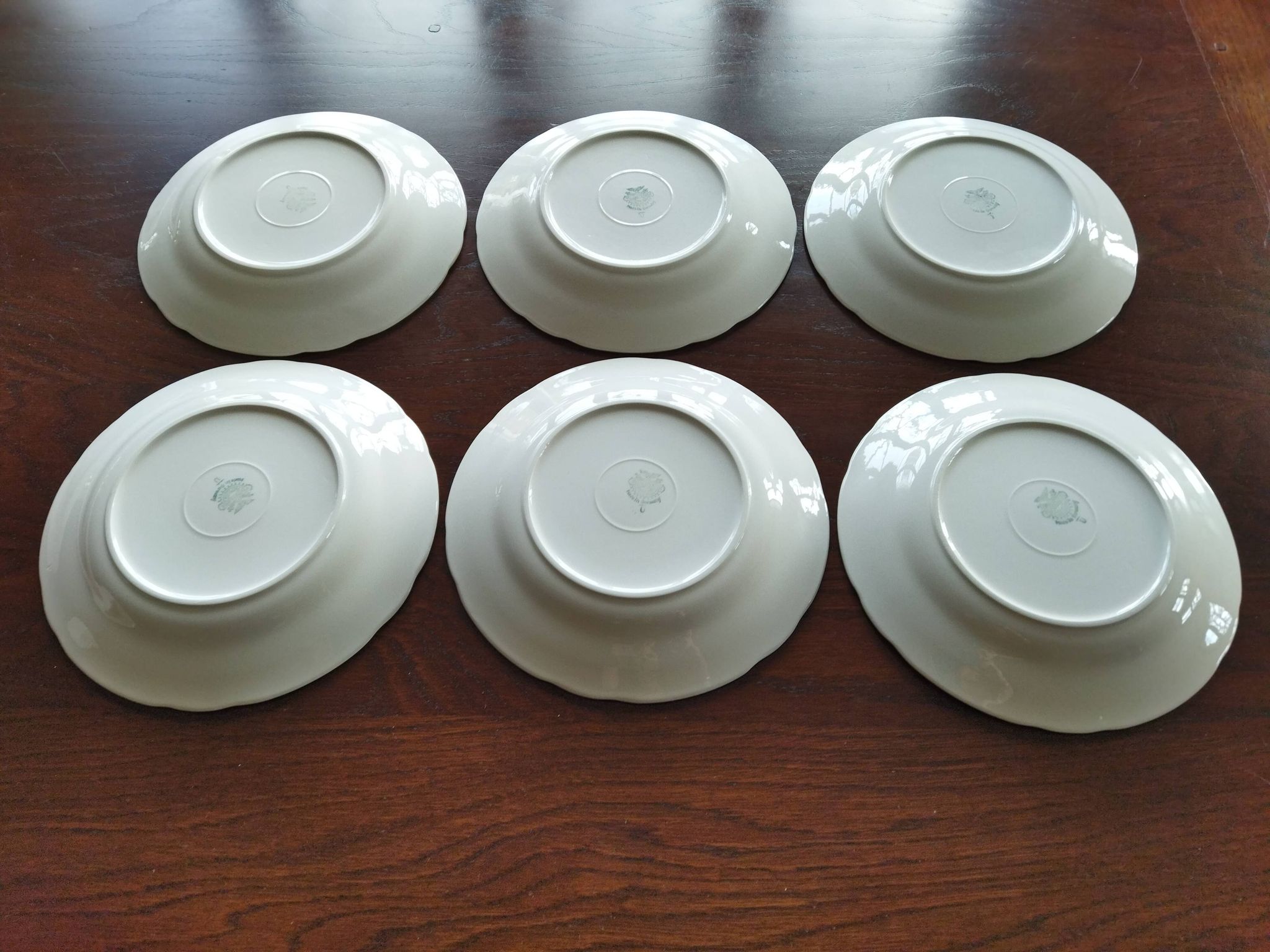 6 flat plates Villeroy & Boch Mettlach celadon green and vintage gold 1960s