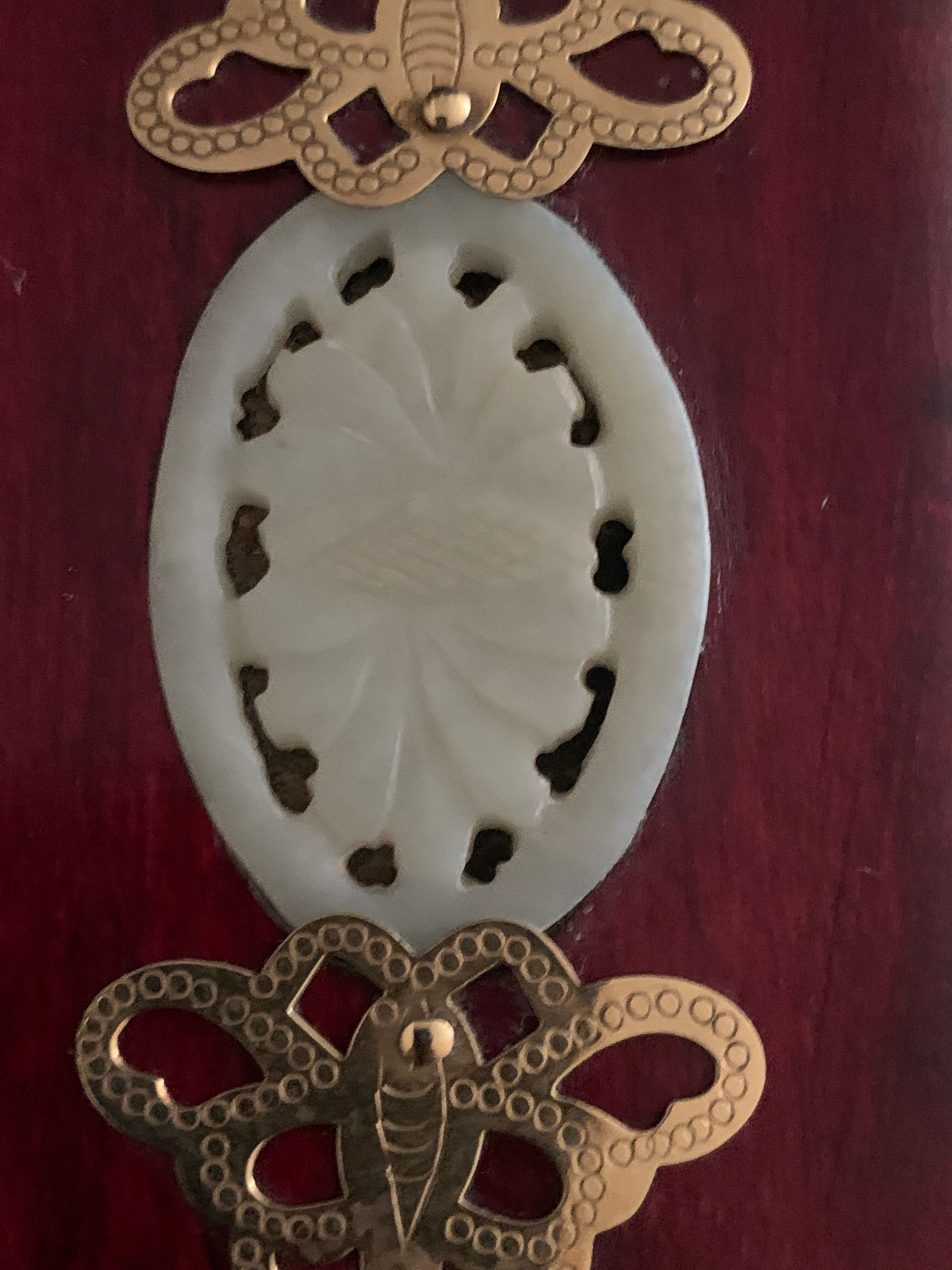 Jewel box, jade, brass, mahogany, china