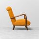 Scandinavian vintage armchair in orange fabric and wood, 1960s modernism