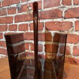 Brown plastic magazine holder with handle