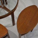 Glass and teak pull out coffee tables