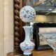 Napoleon III lamp in white opaline and painted with floral decoration - late 19th century
