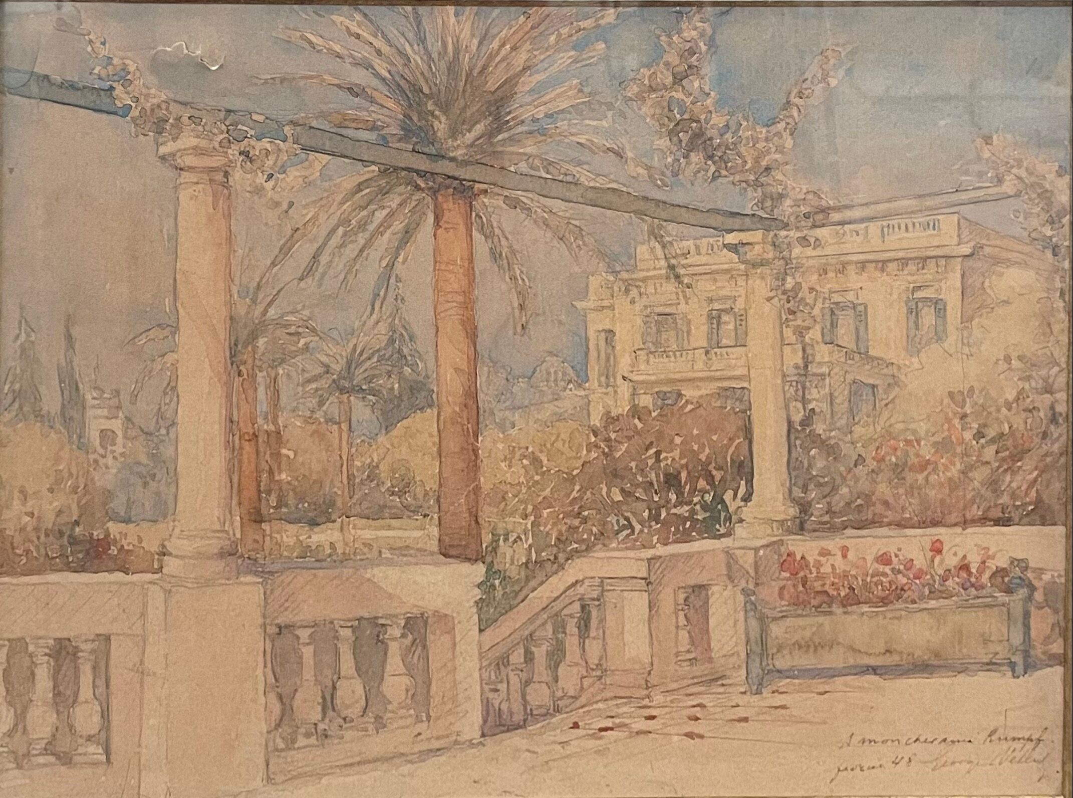 Old painting watercolor south of the France February 48