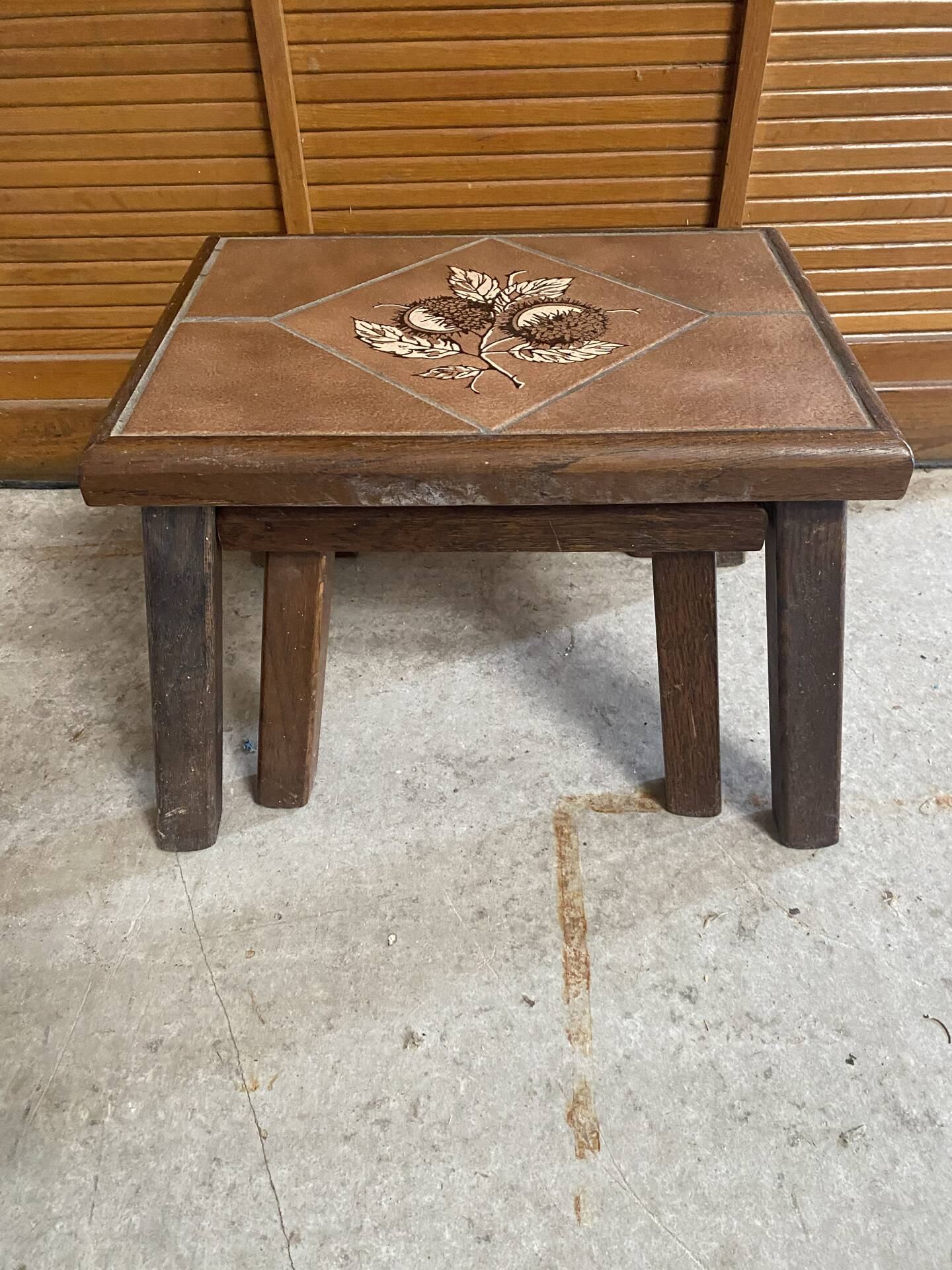 Antique nesting tables vallauris atelier barrois wood + ceramic c