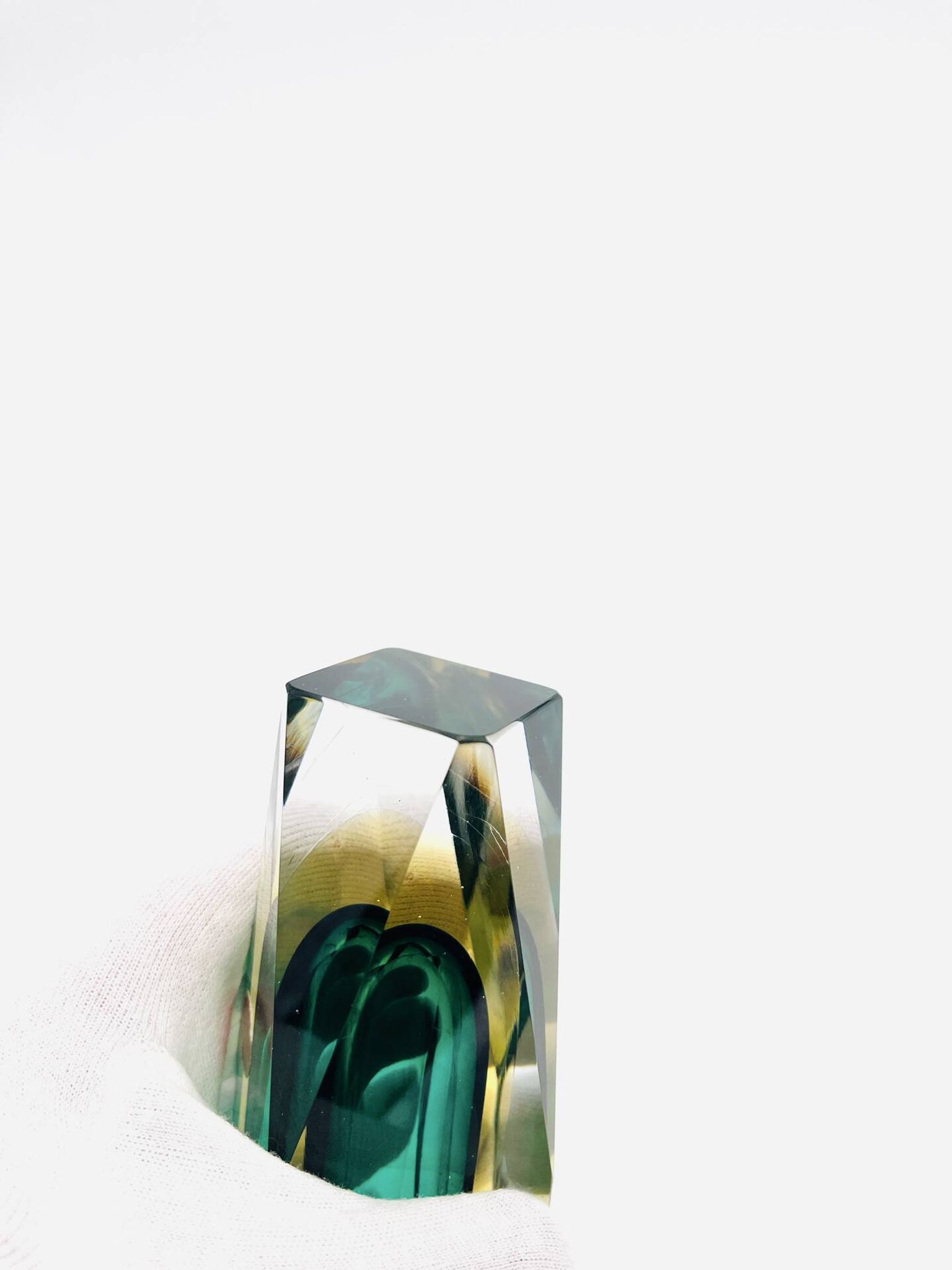 Flavio Poli vase for Seguso - Sommerso - Murano Green & Amber - 1960