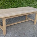 Solid oak farm table 2 extension cords raw wood