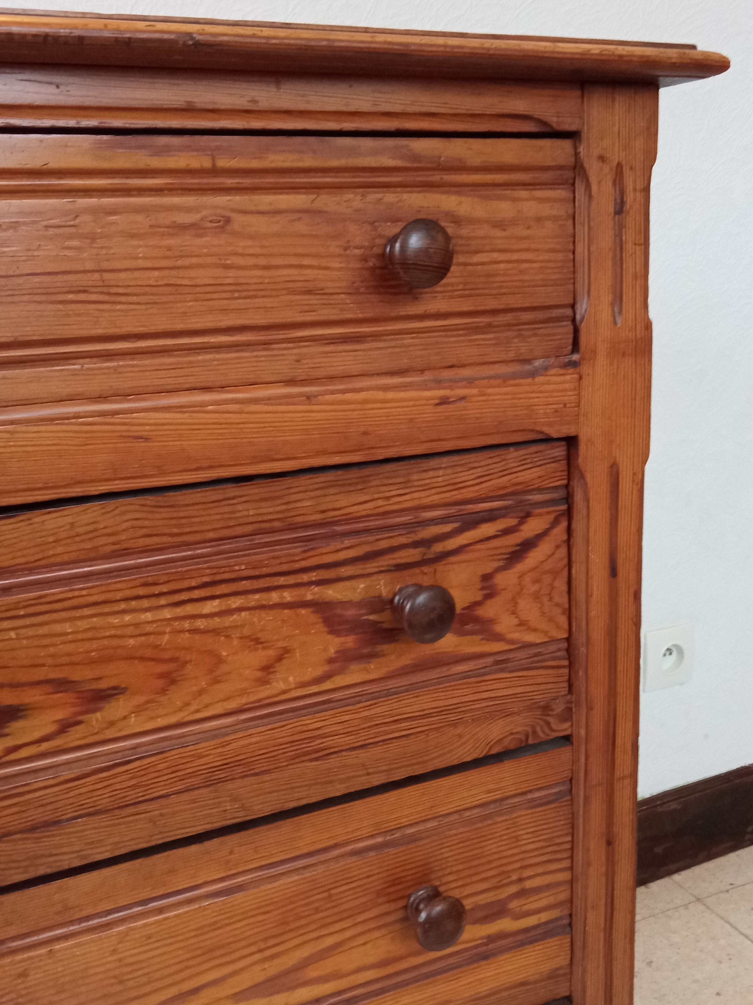 Antique pitchpin chest of drawers