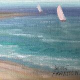 Peinture à l'huile sur toile vintage de paysage marin par B. Fransson