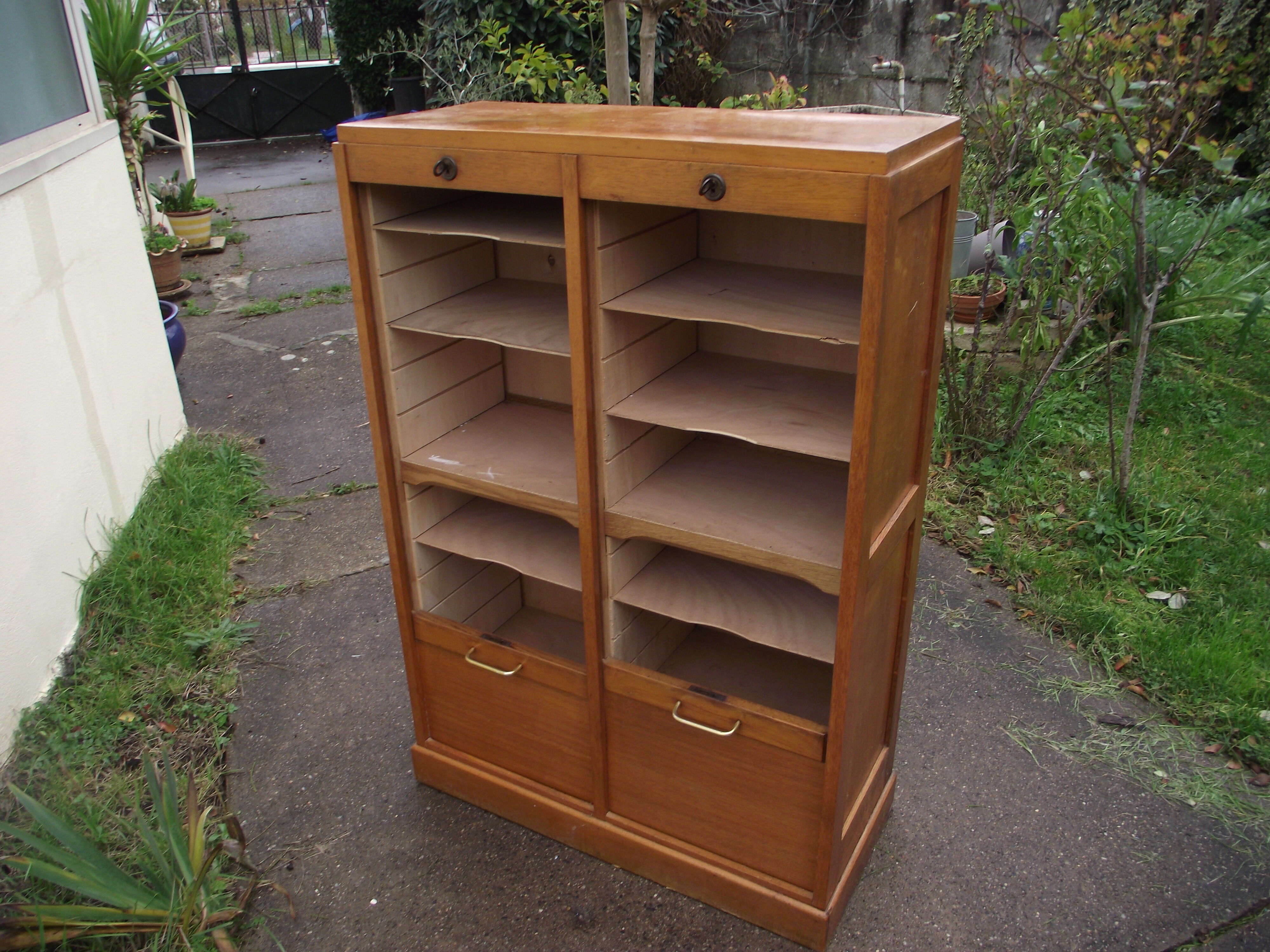 Double oak filing cabinet from the 1950s