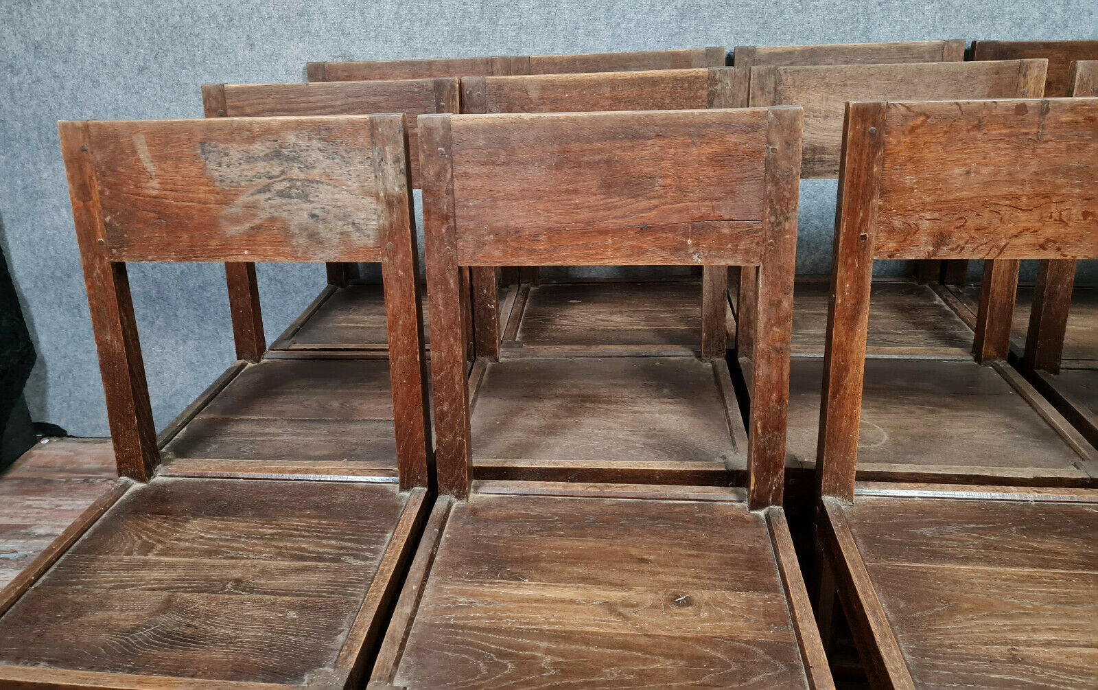 Series of 12 Louis XIII oak chairs circa 1850