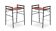 Pair of backless bar stools, cognac colour and black metal.