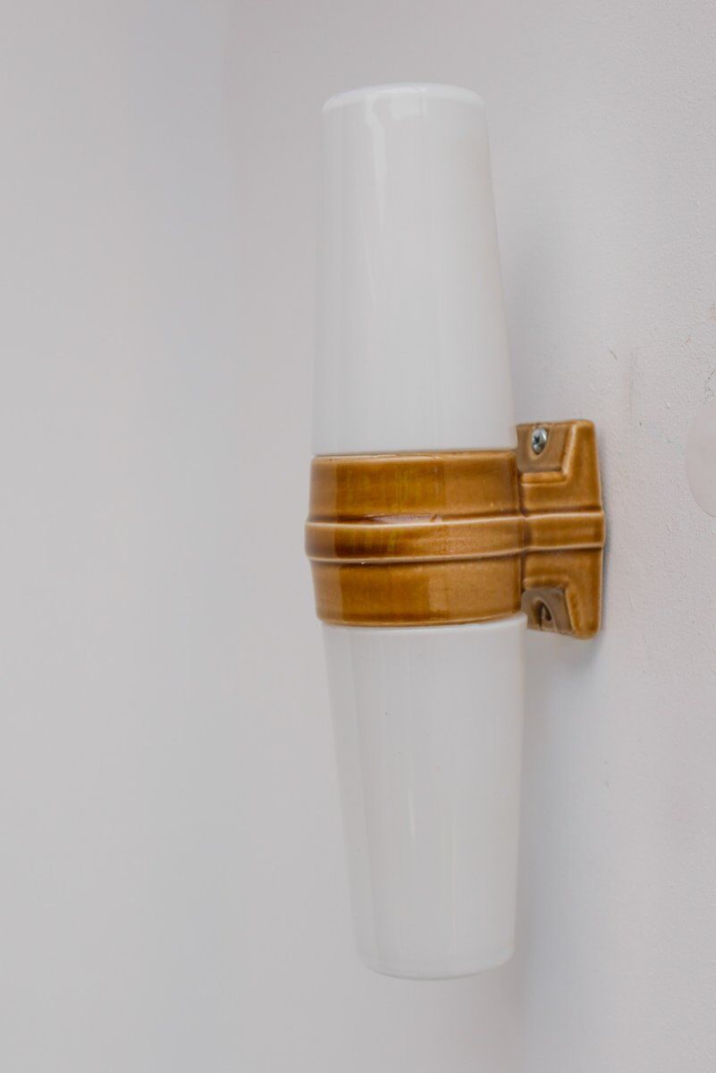 Vintage porcelain bathroom light by Sigvard Bernadotte for Ifö, 1960