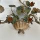 Pair of Wall Lights with Floral Basket in Painted Sheet Metal. Italian Work. Circa 19.