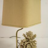 Lampe de table en corail et laiton, années 1970