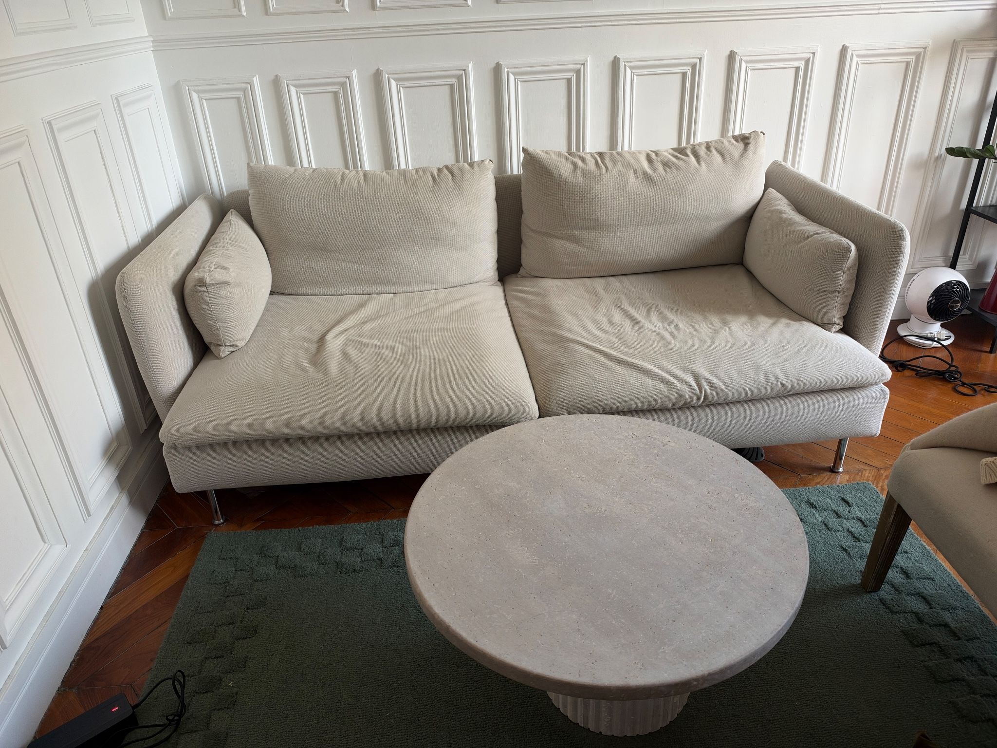 Beige Avenue travertine coffee table