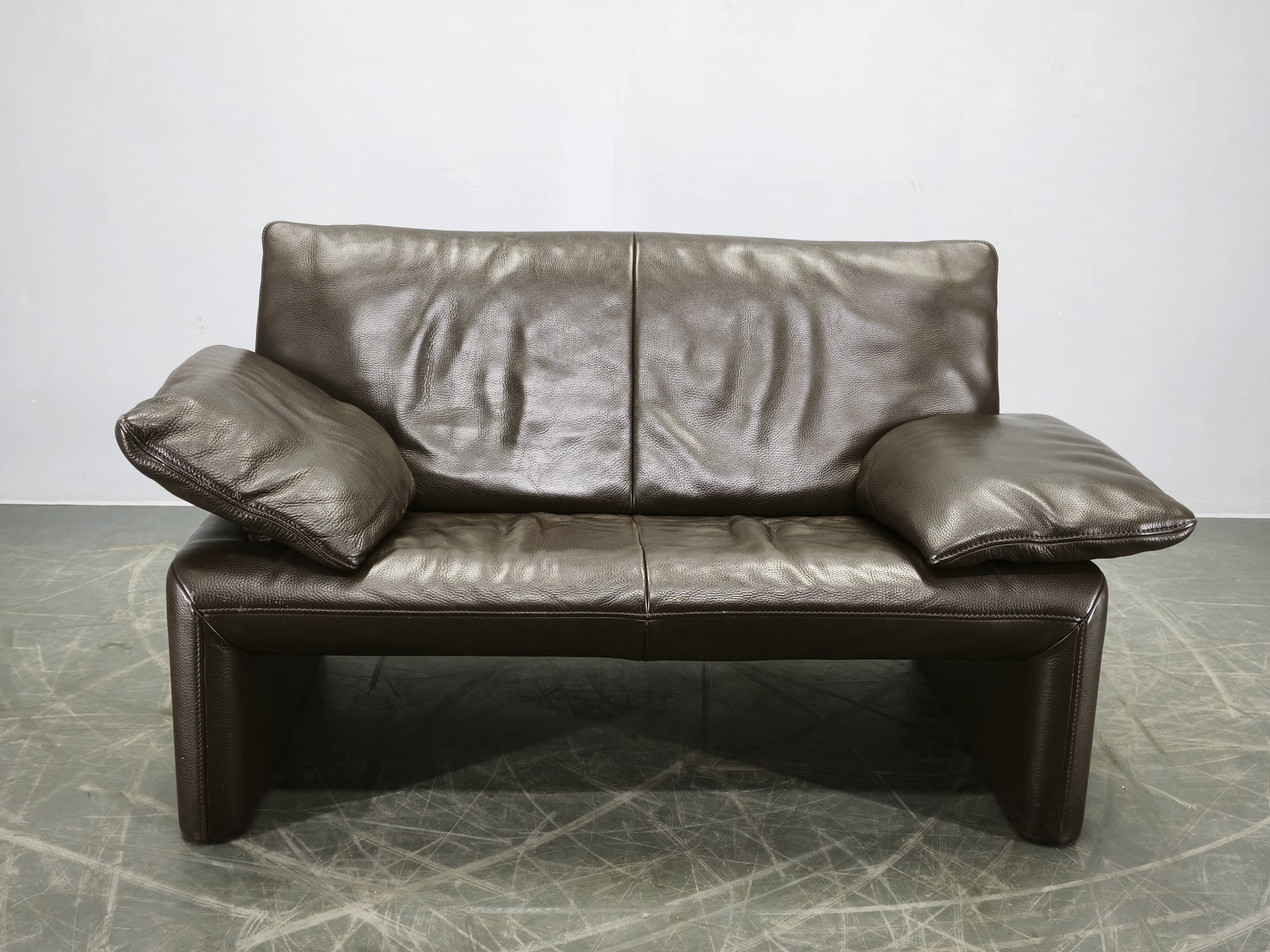 Jori Belgian Full Grain Leather Freestanding Two-Seat Sofa, 1990s
