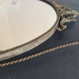Large French Napoleon III Period Oval Bronze Wall Mirror, 19th Century