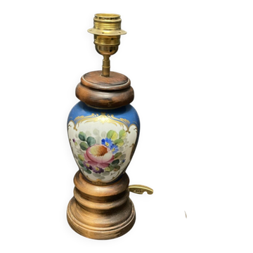 Antique lamp in hand-painted porcelain - signed