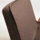 Fauteuil rétro en tissu en laine cacao, bois de hêtre naturel
