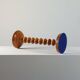 Vintage mid-century wooden candlestick, spool decoration from the 1970s.