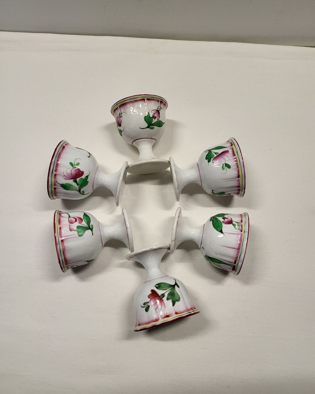 Set of 6 Lunéville Faience Egg Cups KG Reverbère