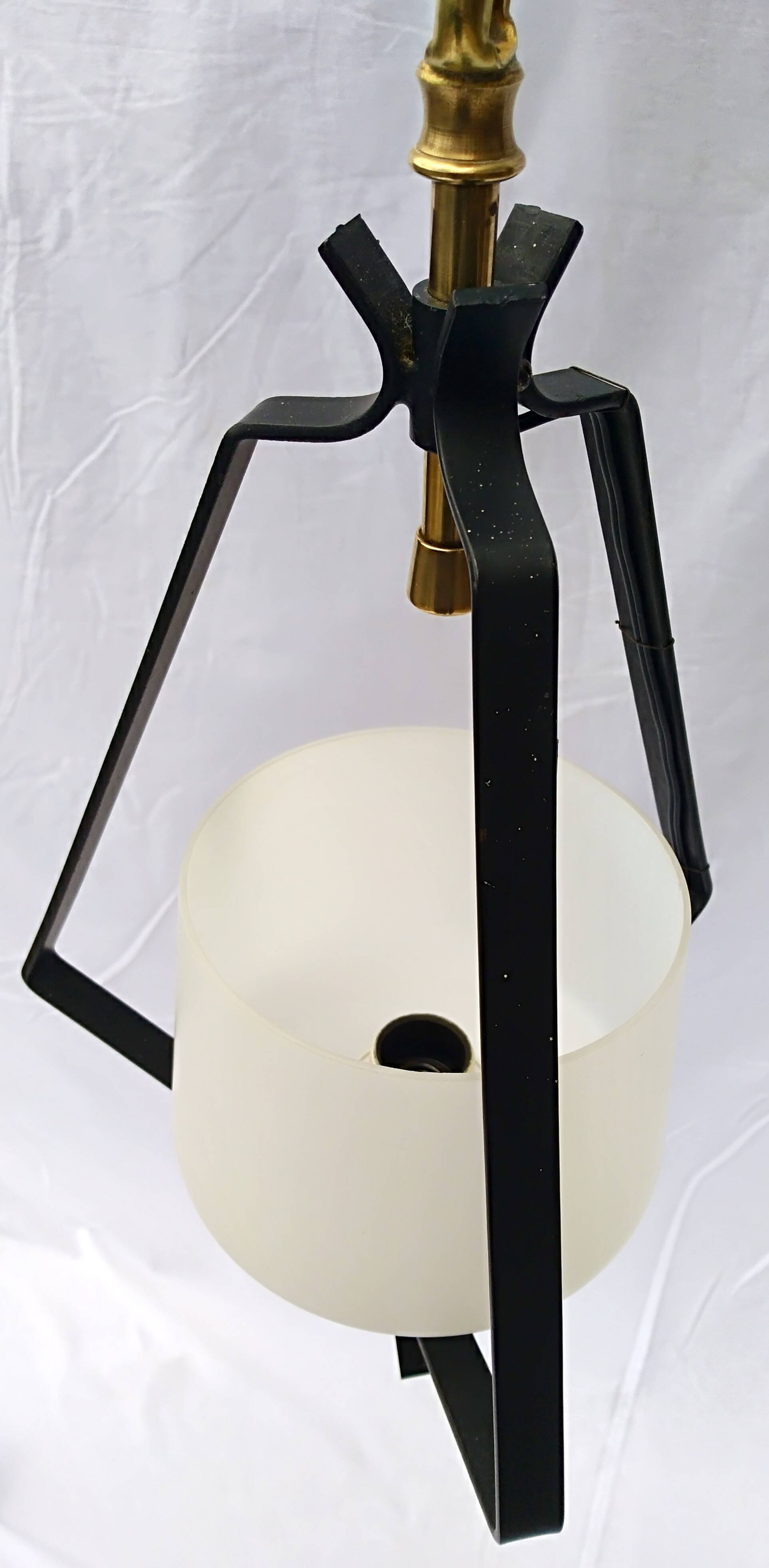 Small 60s metal and opaline light fixture