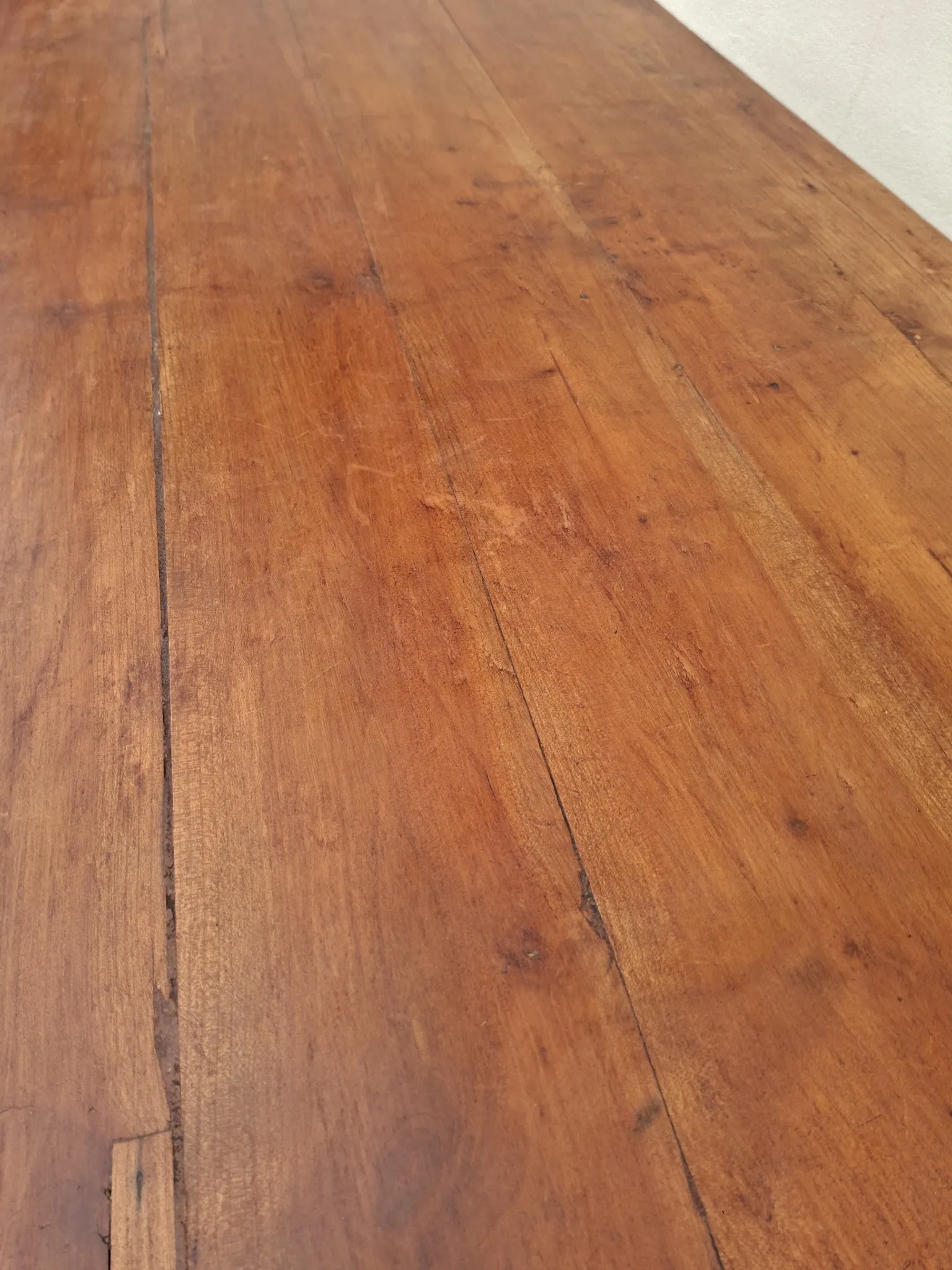 Rustic Louis XV farmhouse table in cherry wood, 1900s.