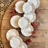 Lot de 10 assiettes à dessert vintage blanches et dorées