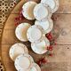 Set of 10 vintage white and gold dessert plates.