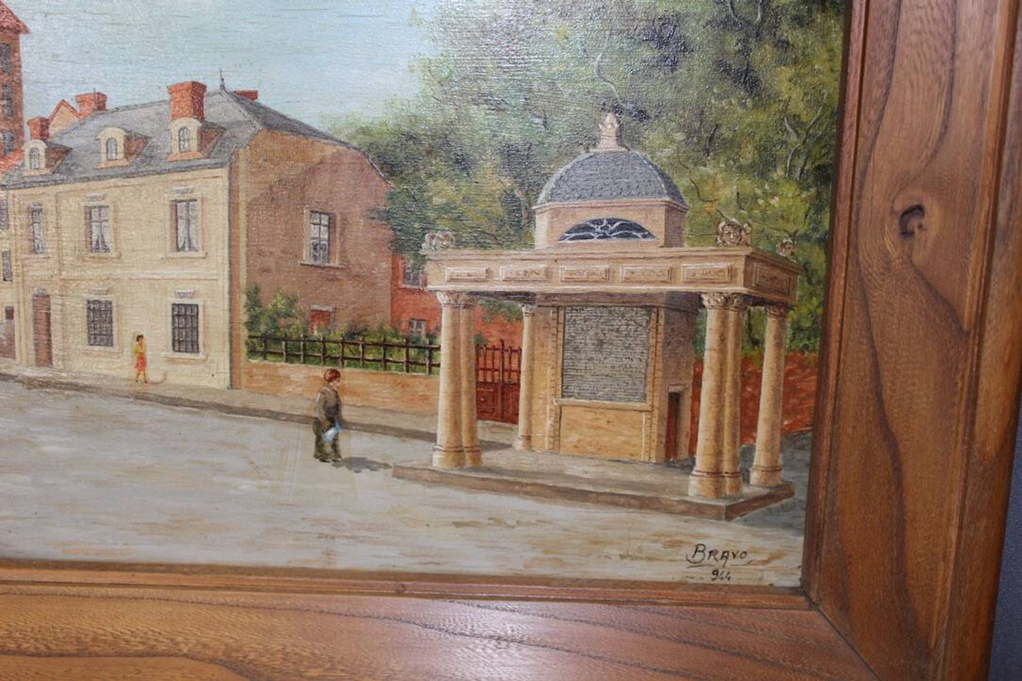 Huile Sur Panneau , Rue Animée Par Bravo 1944