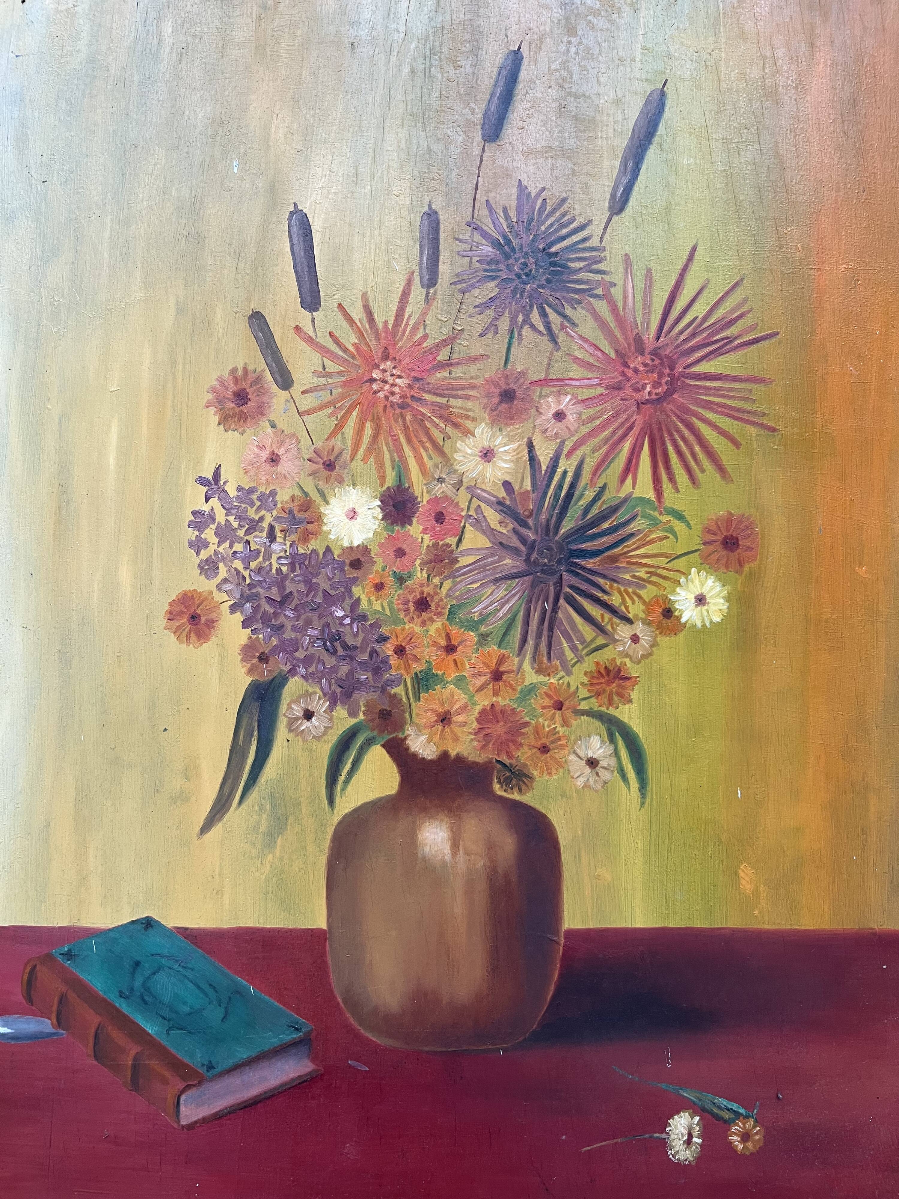 Painting, still life with bouquet of flowers