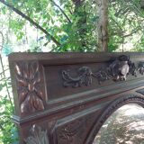 Trumeau mirror beveled in carved oak 104x144cm