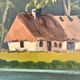 Vintage signed cottage lake landscape oil painting
