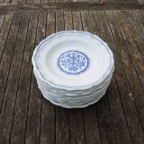 12 Old Soup Plates in Gien Earthenware - Rouen Decor