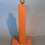 Modernist lamp base in fawn leather 1950s Le Tanneur Paris.