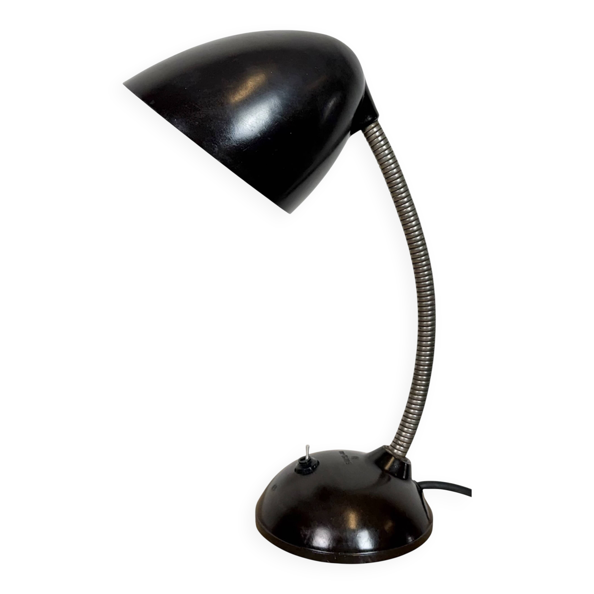 Vintage Brown Bakelite Gooseneck Table Lamp, 1950s