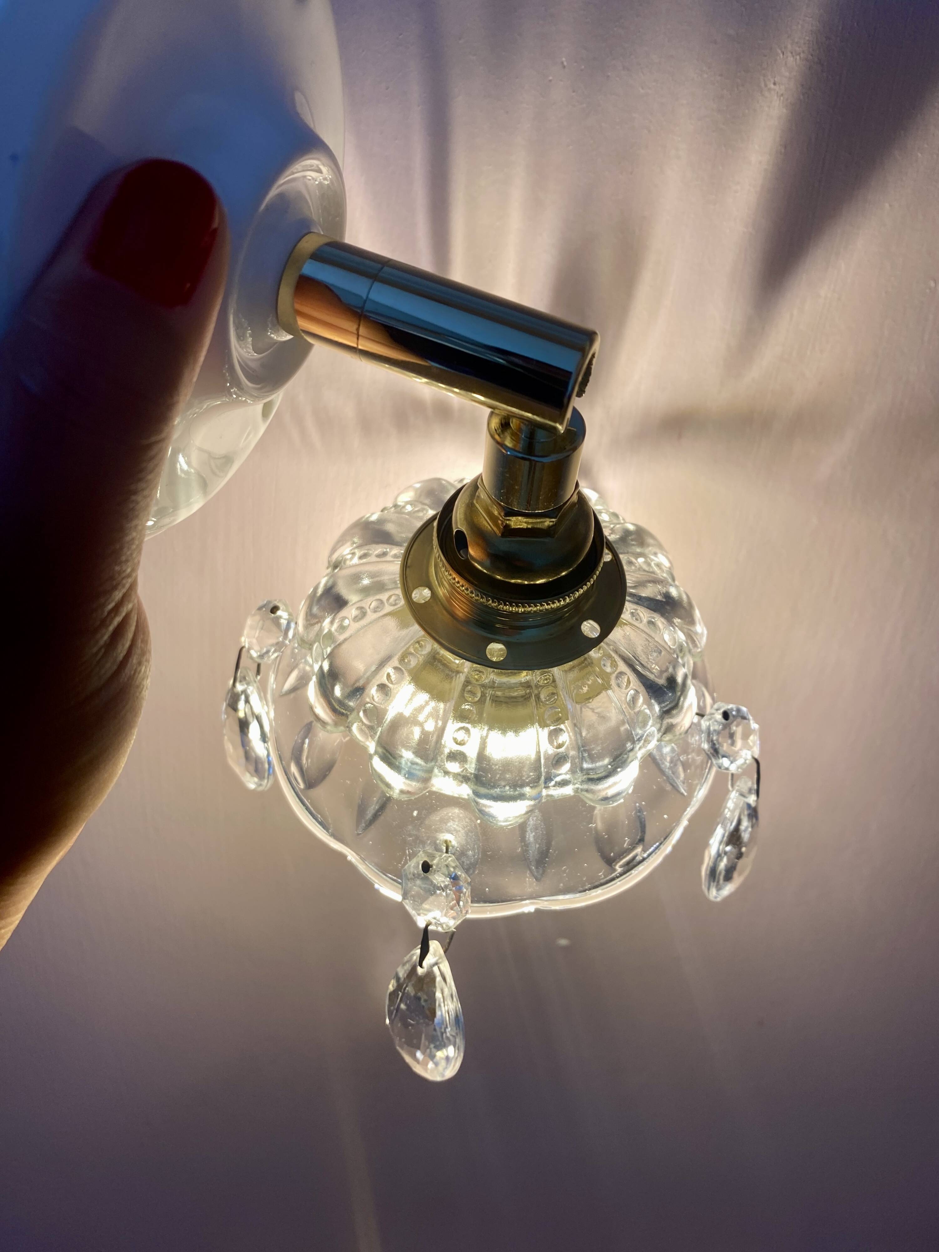 Vintage glass lampshade wall lamp with antique tassels