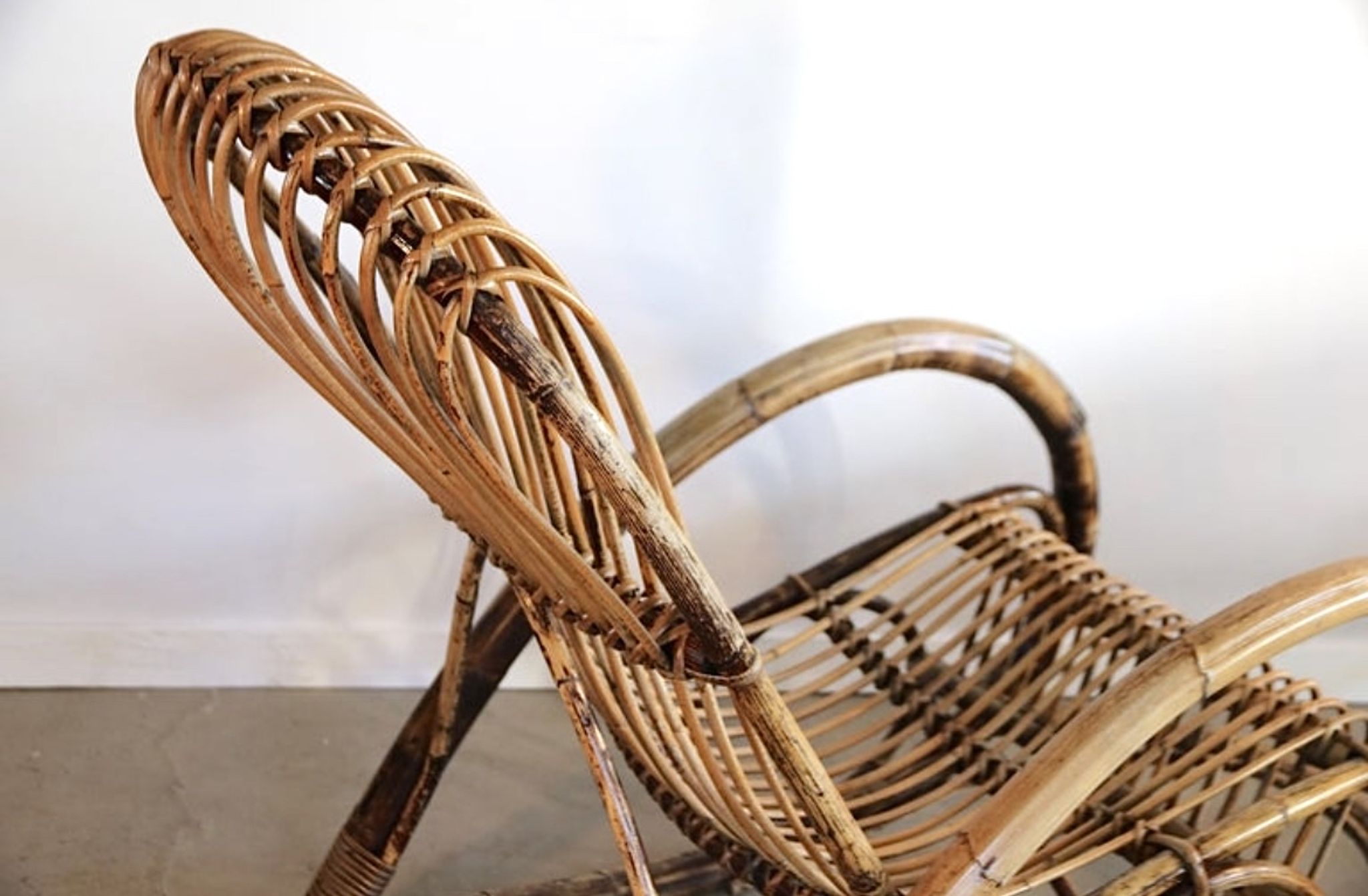 Rocking chair in bamboo and rattan, 1950