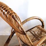 Rocking chair in bamboo and rattan, 1950