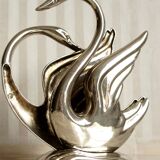 Mail holder, swan napkin in silver metal