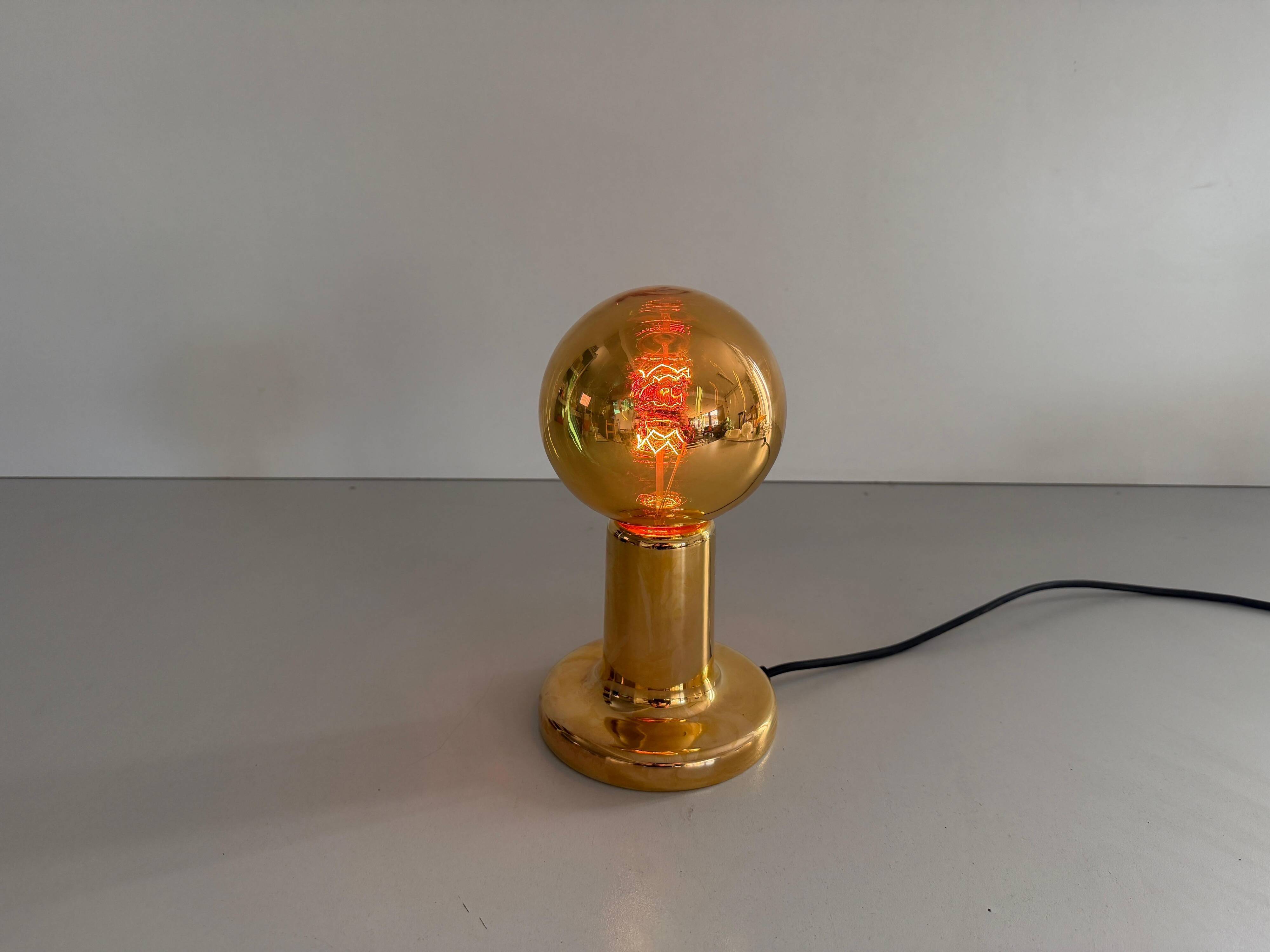 Simple table lamp in gilded porcelain by Philips NTD, 1960s, Germany.