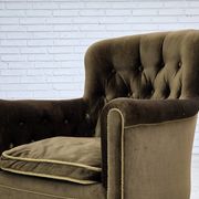 1950s, Scandinavian armchair, green furniture velour, ash wood.