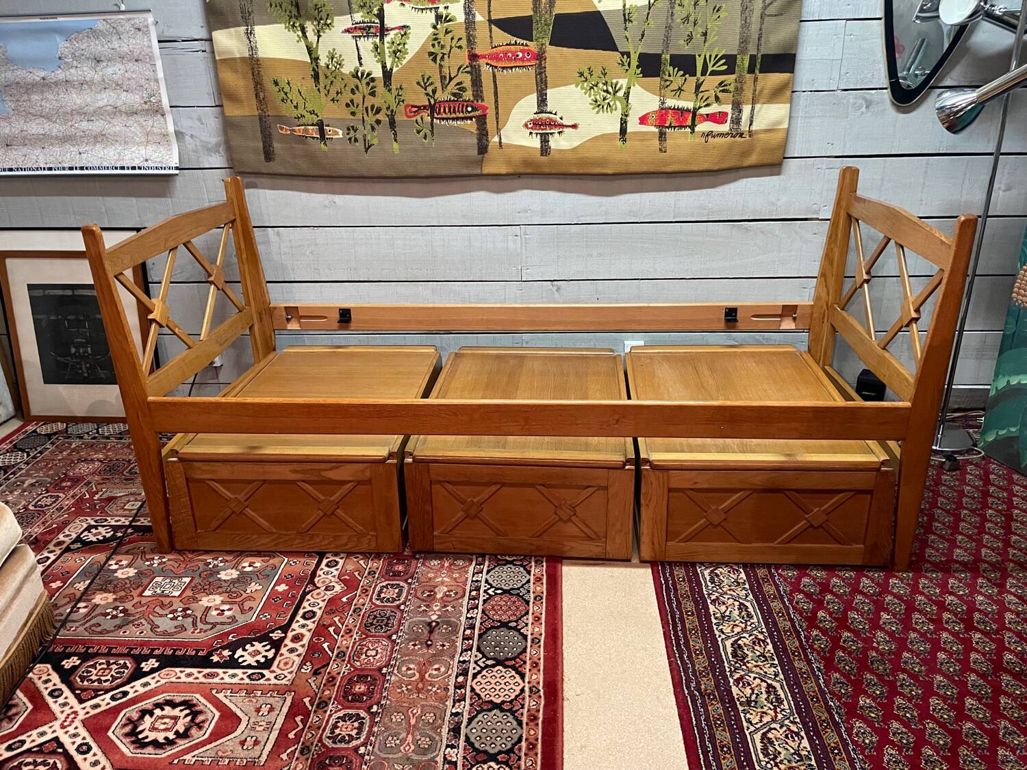 Daybed with vintage box spring, 59/60 cm thick