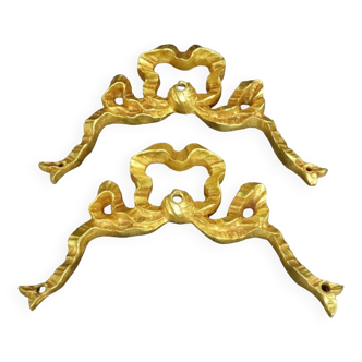 Pair of small pediments with Louis XVI style knot - gilded bronze
